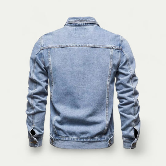 Cotton Blend Denim Jacket with Button Fastening for Everyday Style