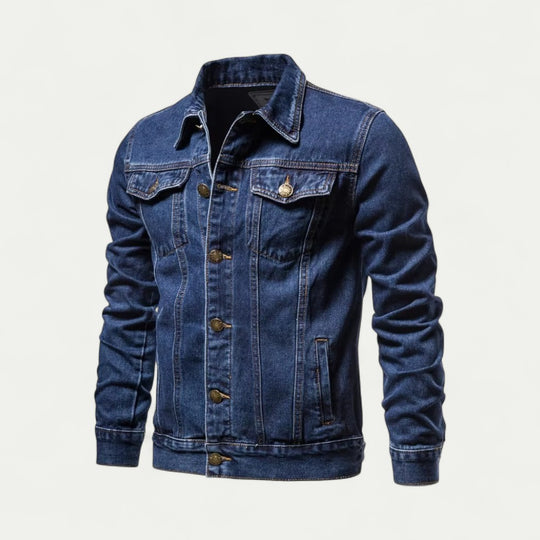 Cotton Blend Denim Jacket with Button Fastening for Everyday Style