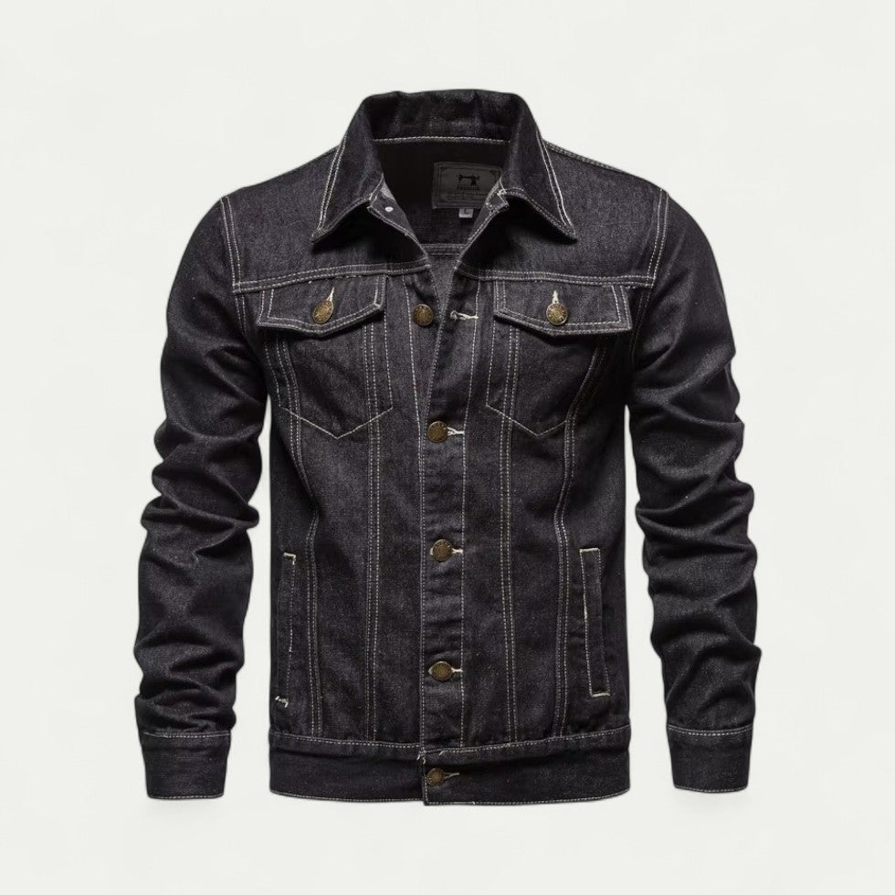 Cotton Blend Denim Jacket with Button Fastening for Everyday Style