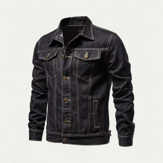 Cotton Blend Denim Jacket with Button Fastening for Everyday Style