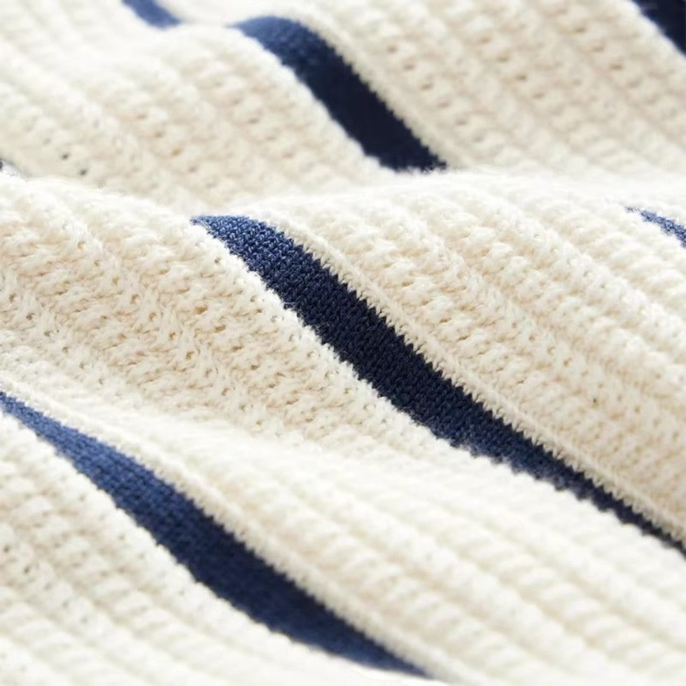 Striped Knit Cotton Blend Button Up Shirt for Smart Casual Summer Looks