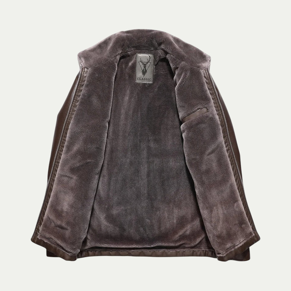 Randimo | Men Faux Leather Winter Biker Jacket with Fur Collar