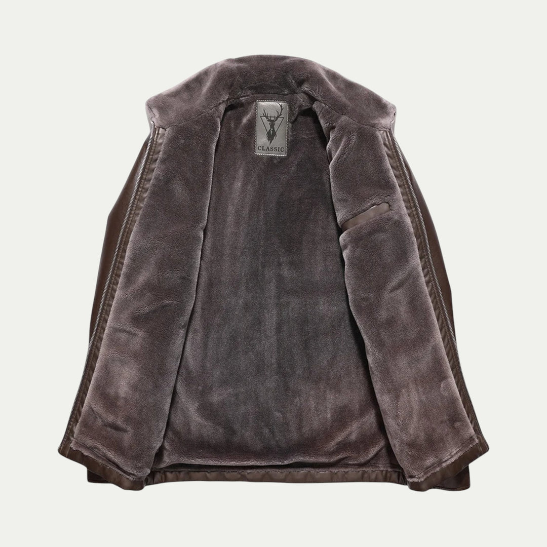 Randimo | Men Faux Leather Winter Biker Jacket with Fur Collar