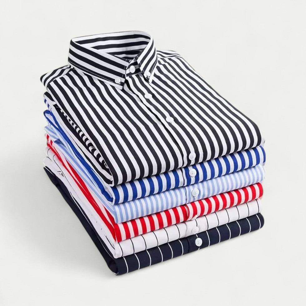 Stripe Cotton Blend Button Up Shirt for Business Casual Wear