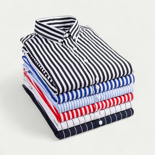 Stripe Cotton Blend Button Up Shirt for Business Casual Wear