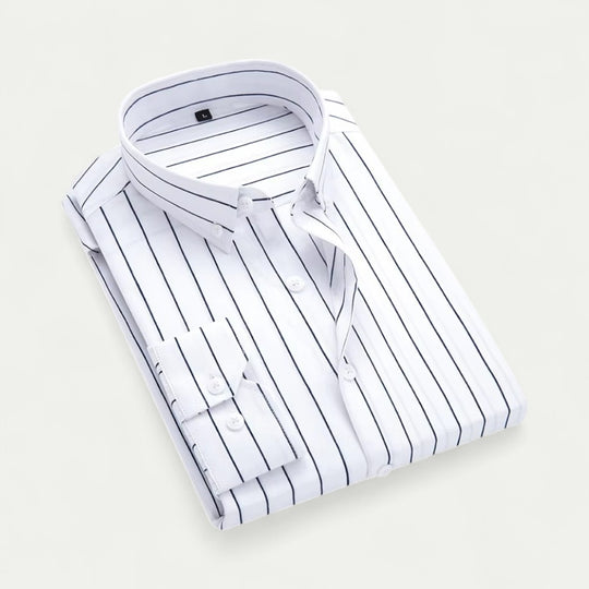 Stripe Cotton Blend Button Up Shirt for Business Casual Wear