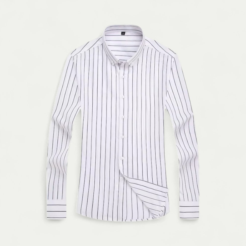 Stripe Cotton Blend Button Up Shirt for Business Casual Wear