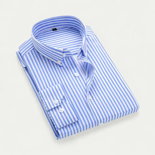 Stripe Cotton Blend Button Up Shirt for Business Casual Wear