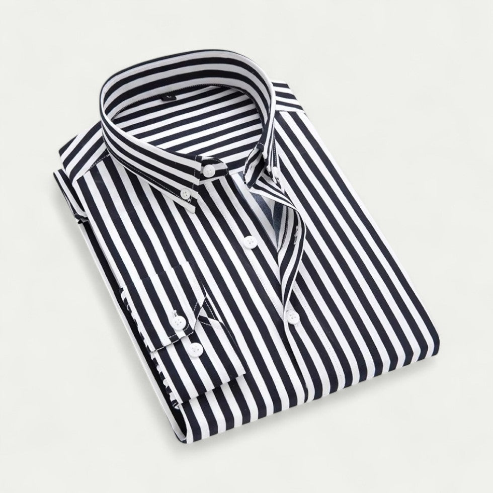 Stripe Cotton Blend Button Up Shirt for Business Casual Wear