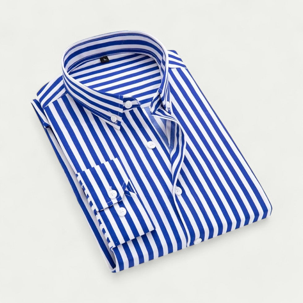 Stripe Cotton Blend Button Up Shirt for Business Casual Wear