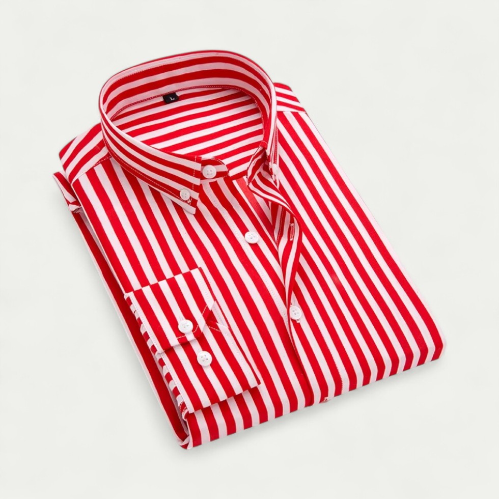 Stripe Cotton Blend Button Up Shirt for Business Casual Wear