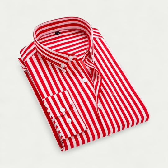 Stripe Cotton Blend Button Up Shirt for Business Casual Wear