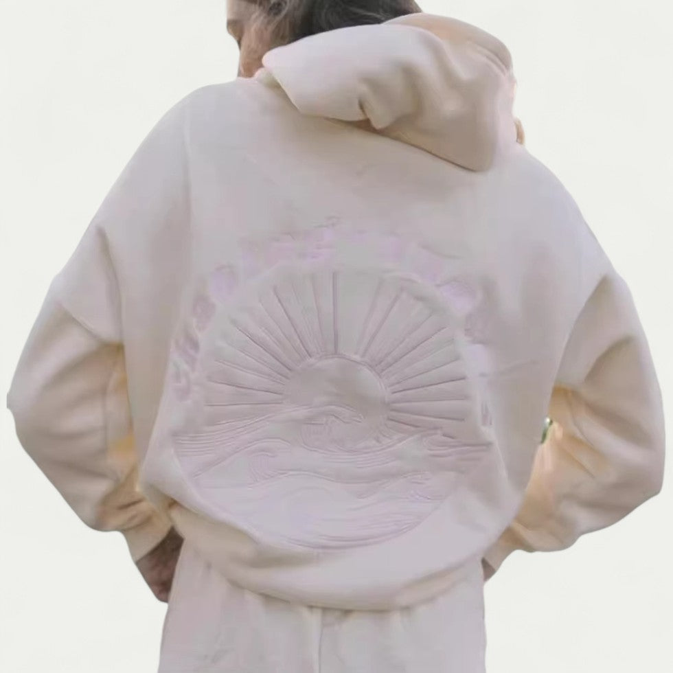 Oversized Cotton Blend Hoodie with Graphic Back Print