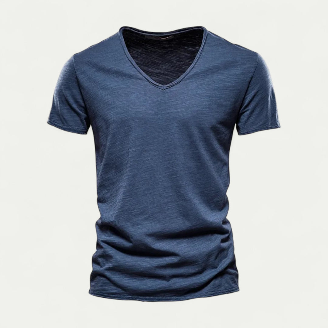 Men V Neck Cotton Short Sleeve Lightweight T Shirt