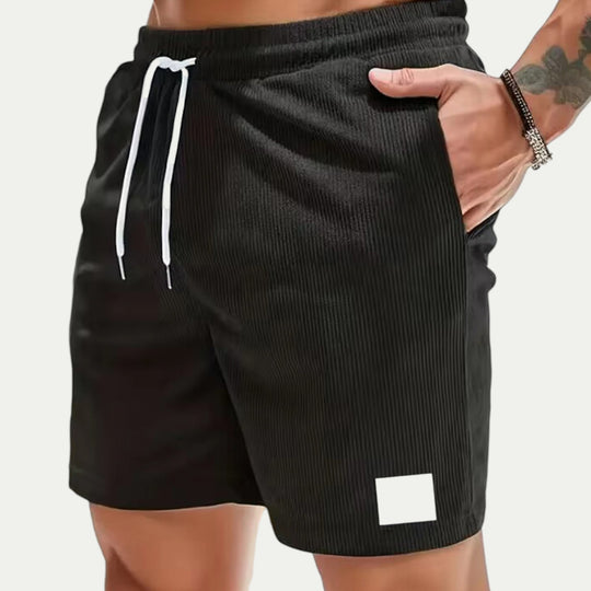 Men Corduroy Drawstring Summer Casual Jogger Shorts