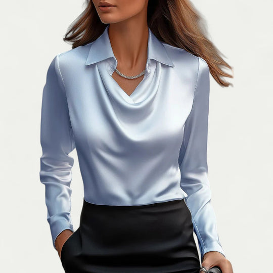 Draped Satin Blouse for Elegant Office and Evening Looks