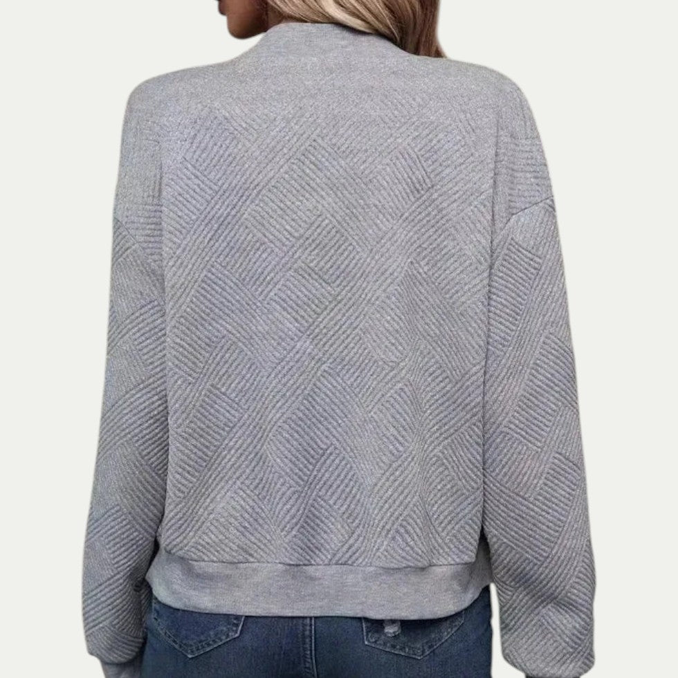 Zip Up Textured Bomber Jacket for Casual Layering