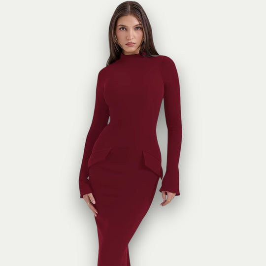 Randimo | Women's Elegant Full Sleeve  O-Neck Maxi Dress