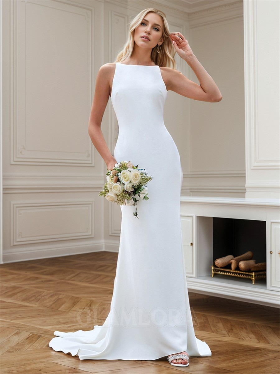 Minimalist Mermaid Bridal Gown with Open Back Detailing
