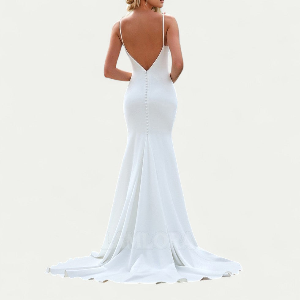 Minimalist Mermaid Bridal Gown with Open Back Detailing