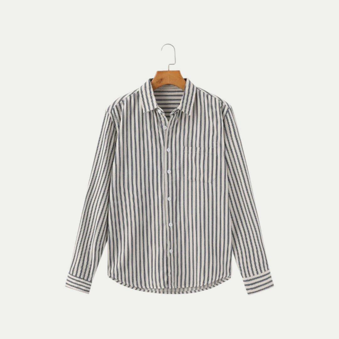 Randimo | Men Cotton Long Sleeve Striped Blouse Shirt Smart Casual