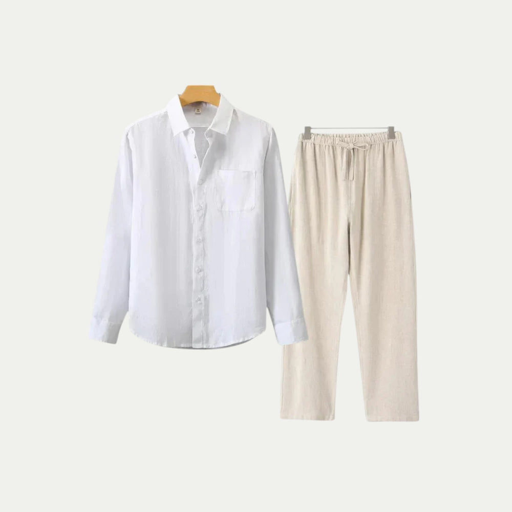 Randimo | Mens Long Sleeve Linen Shirt and Trousers Set