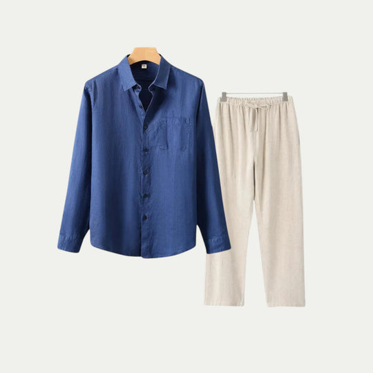 Randimo | Mens Long Sleeve Linen Shirt and Trousers Set