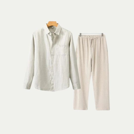 Randimo | Mens Long Sleeve Linen Shirt and Trousers Set