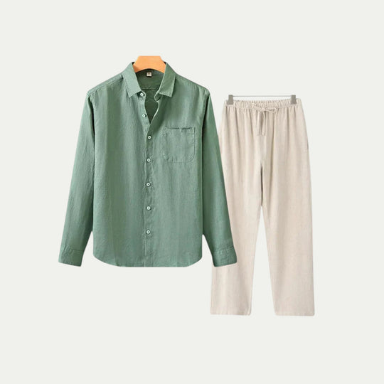 Randimo | Mens Long Sleeve Linen Shirt and Trousers Set