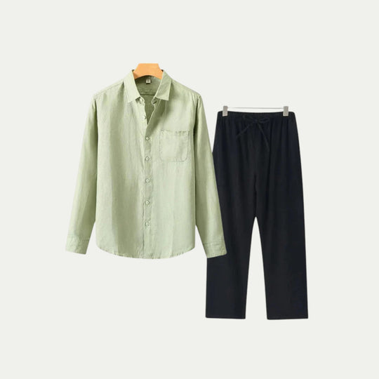 Randimo | Mens Long Sleeve Linen Shirt and Trousers Set