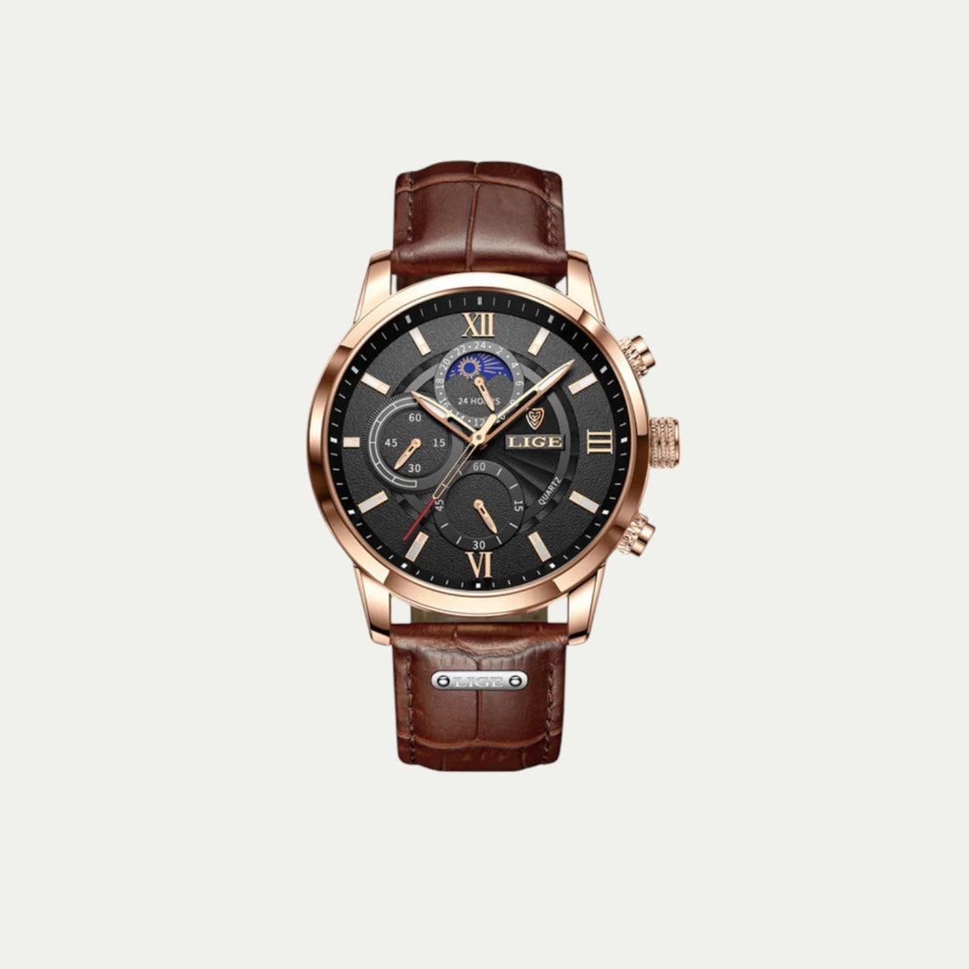 Randimo | Unisex Lugano Leather Waterproof Watch Glow Details