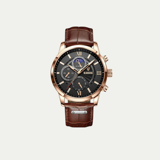 Randimo | Unisex Lugano Leather Waterproof Watch Glow Details
