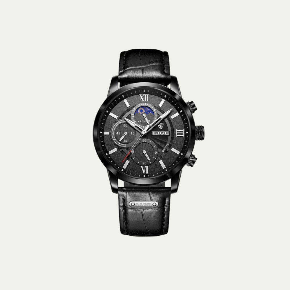 Randimo | Unisex Lugano Leather Waterproof Watch Glow Details