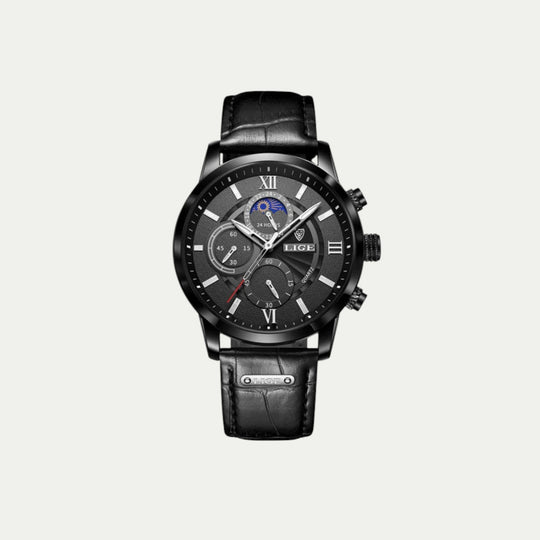 Randimo | Unisex Lugano Leather Waterproof Watch Glow Details