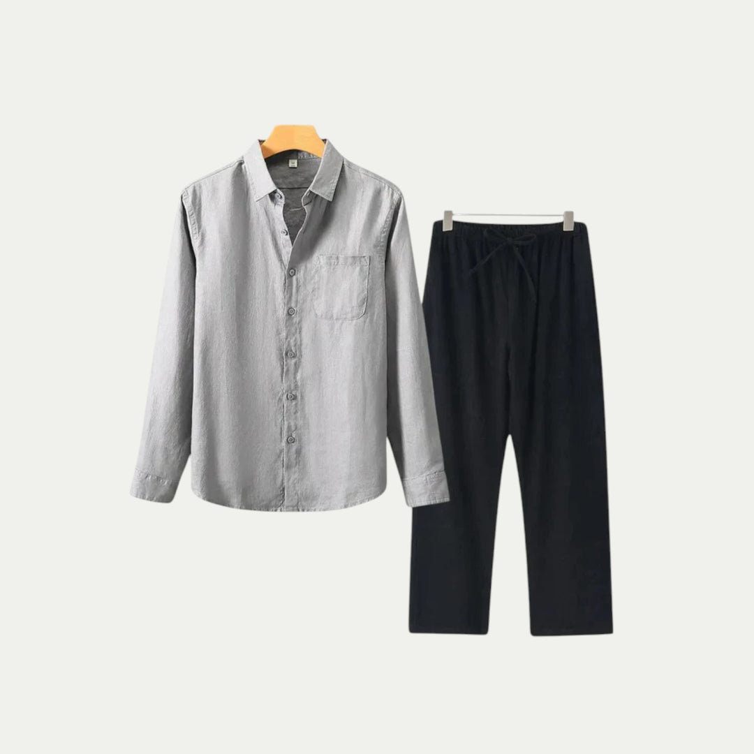 Randimo | Mens Long Sleeve Linen Shirt and Trousers Set