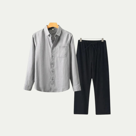 Randimo | Mens Long Sleeve Linen Shirt and Trousers Set