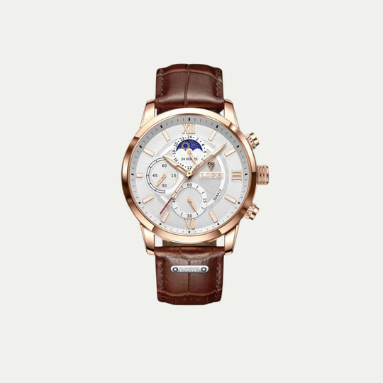 Randimo | Unisex Lugano Leather Waterproof Watch Glow Details