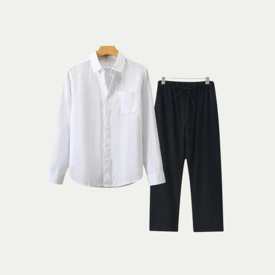 Randimo | Mens Long Sleeve Linen Shirt and Trousers Set