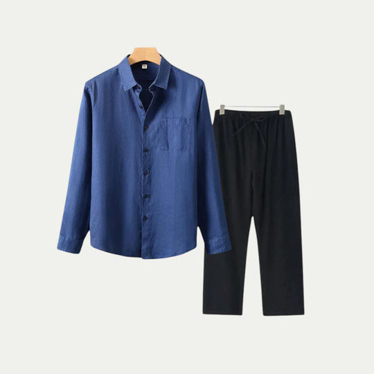 Randimo | Mens Long Sleeve Linen Shirt and Trousers Set