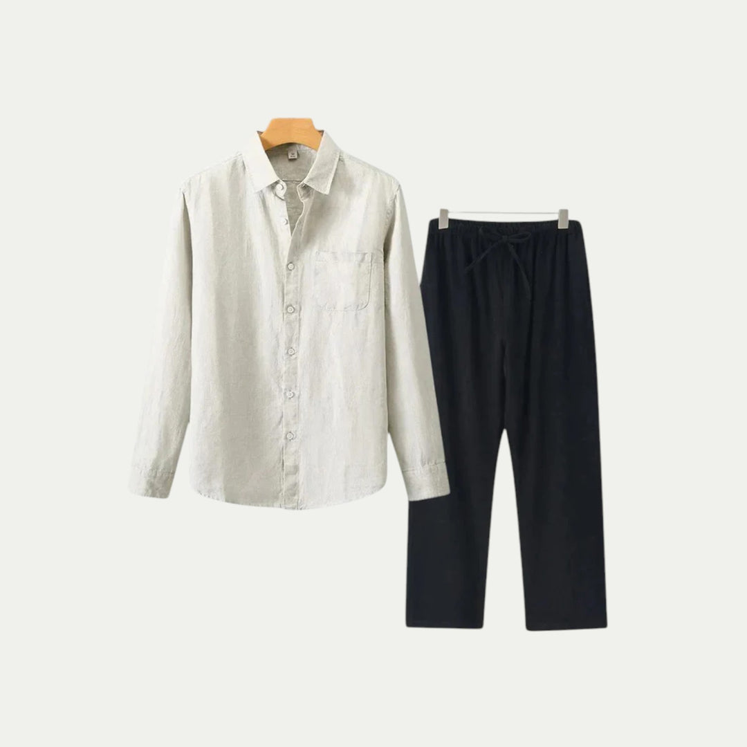 Randimo | Mens Long Sleeve Linen Shirt and Trousers Set