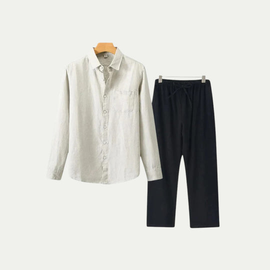 Randimo | Mens Long Sleeve Linen Shirt and Trousers Set
