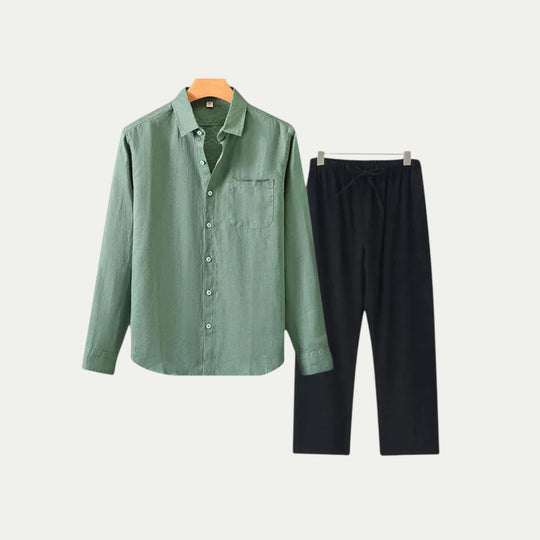 Randimo | Mens Long Sleeve Linen Shirt and Trousers Set
