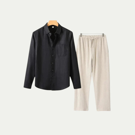 Randimo | Mens Long Sleeve Linen Shirt and Trousers Set