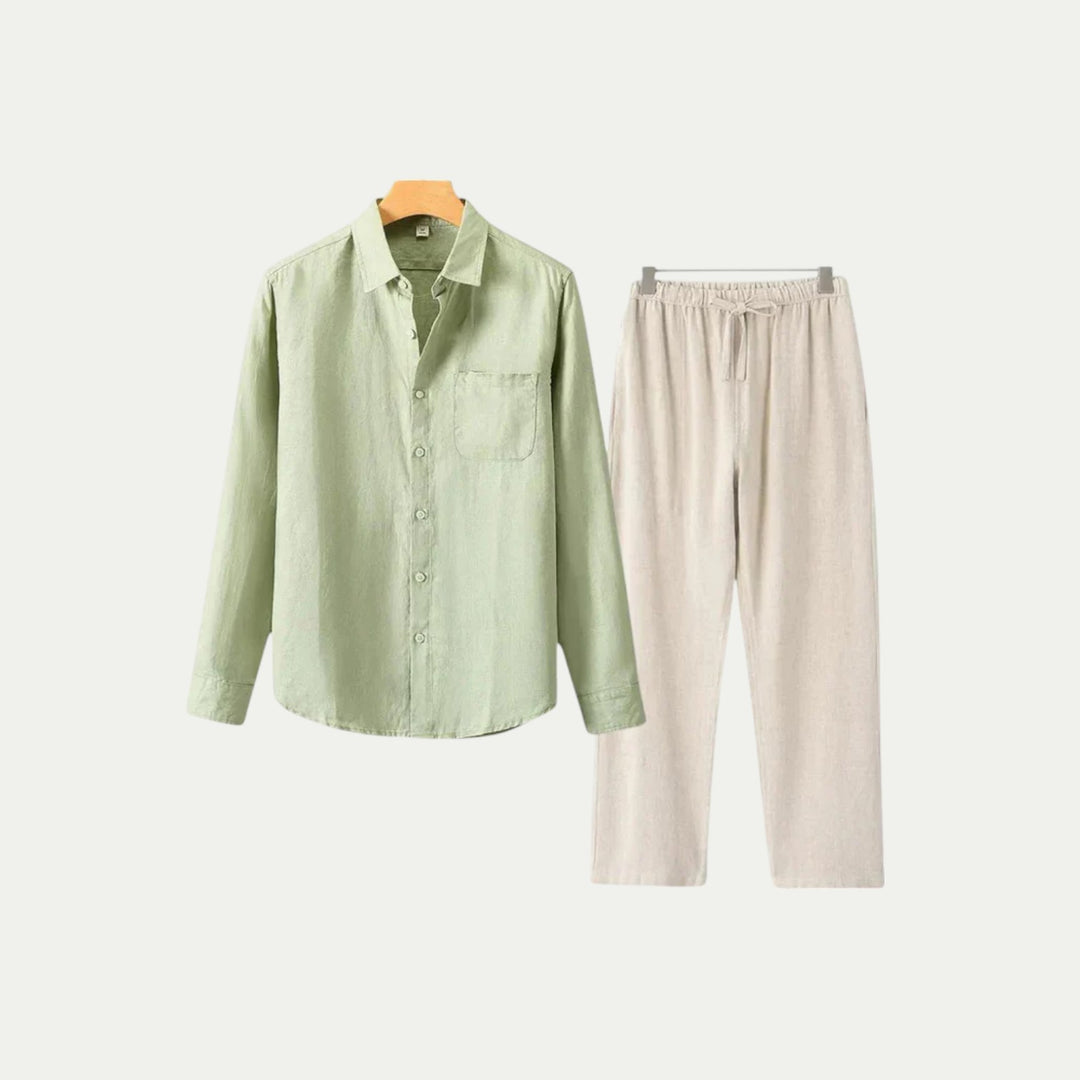 Randimo | Mens Long Sleeve Linen Shirt and Trousers Set