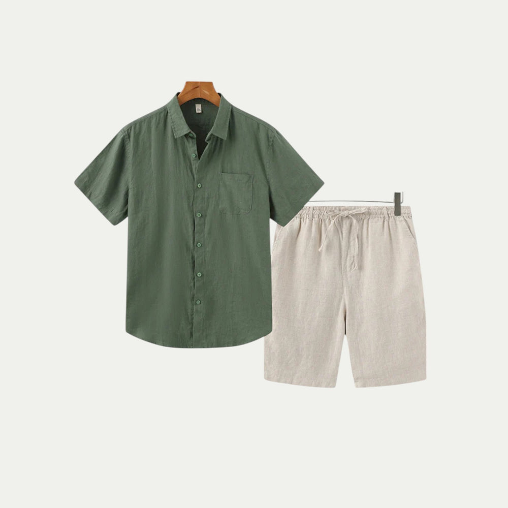 Randimo | Mens Linen Shirt and Shorts Summer Set