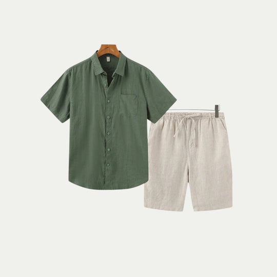 Randimo | Mens Linen Shirt and Shorts Summer Set
