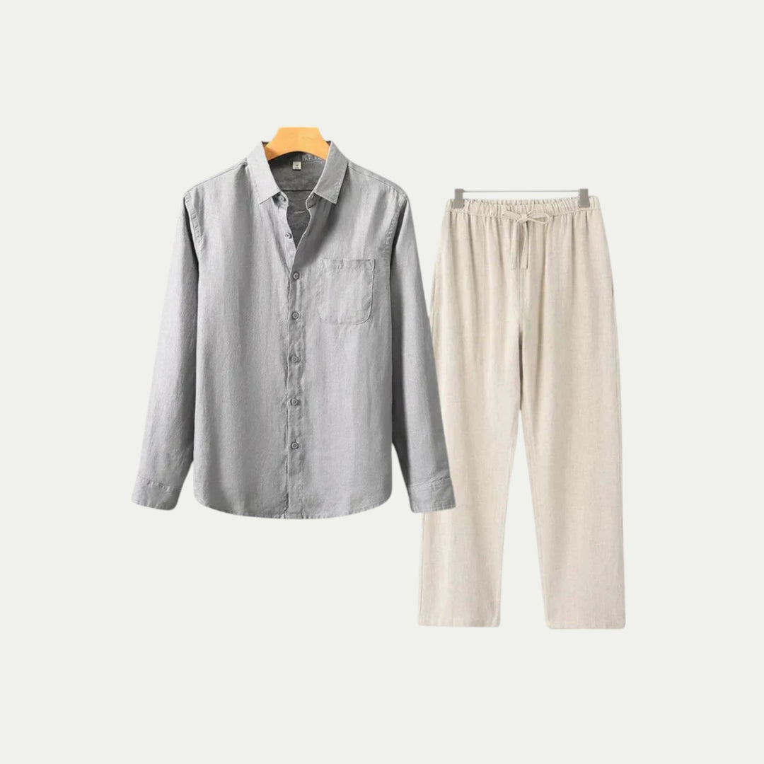Randimo | Mens Long Sleeve Linen Shirt and Trousers Set