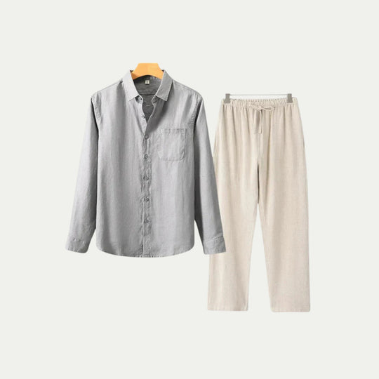Randimo | Mens Long Sleeve Linen Shirt and Trousers Set
