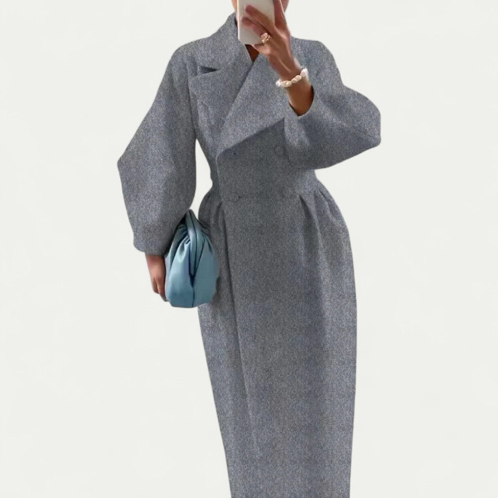 Women's Double Breasted Long Wool Blend Winter Coat