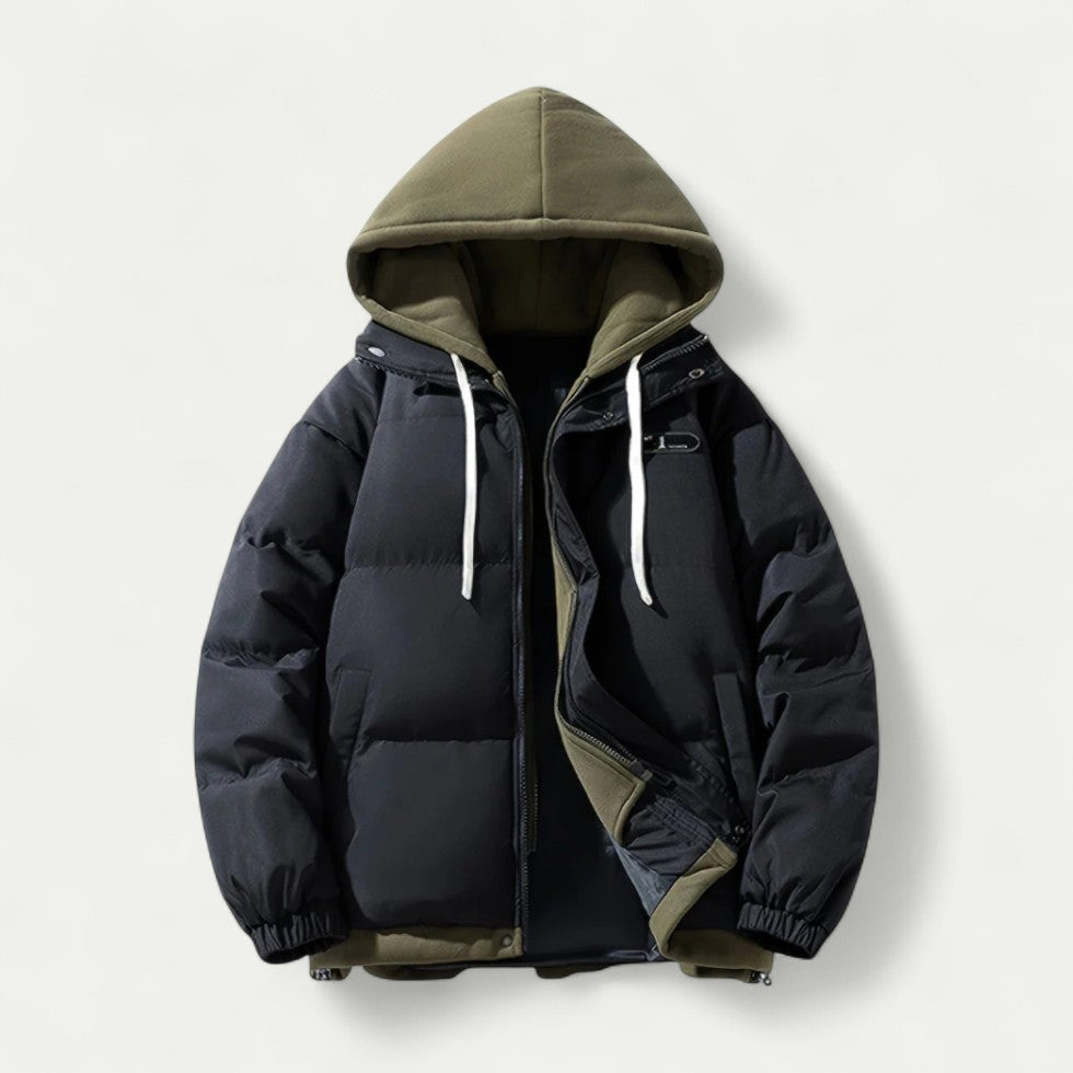 Men's Oversized Puffer Jacket with Hoodie